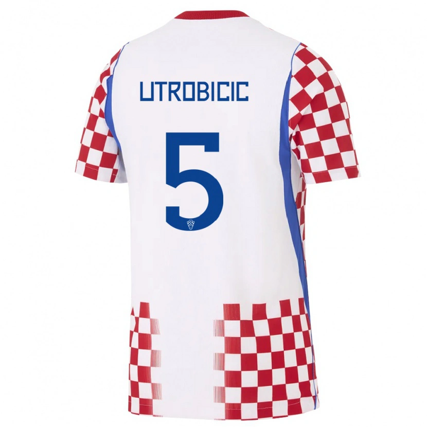Danxen Kid Croatia Ante Utrobicic #5 White Red Blue Home Jersey 26-28 T-Shirt