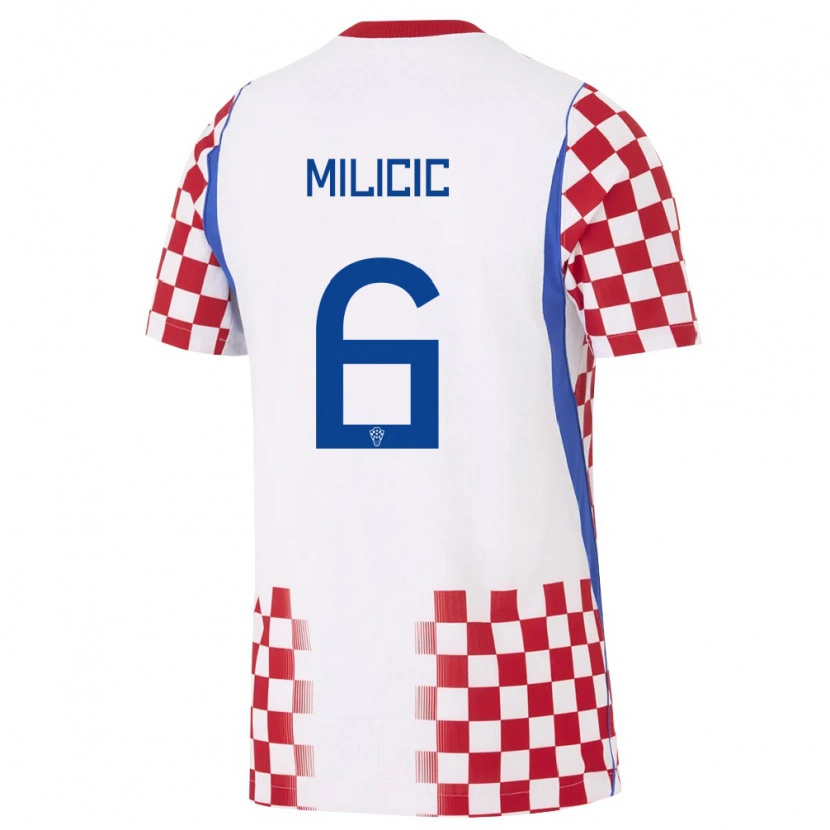 Danxen Kid Croatia Matej Milicic #6 White Red Blue Home Jersey 26-28 T-Shirt
