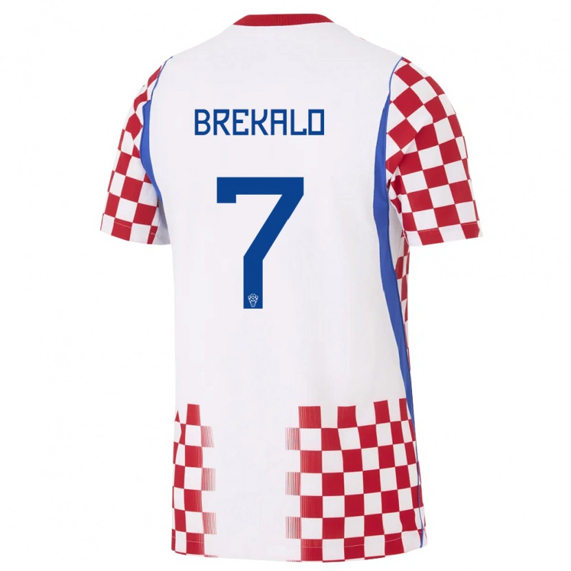 Danxen Kid Croatia Josip Brekalo #7 White Red Blue Home Jersey 26-28 T-Shirt