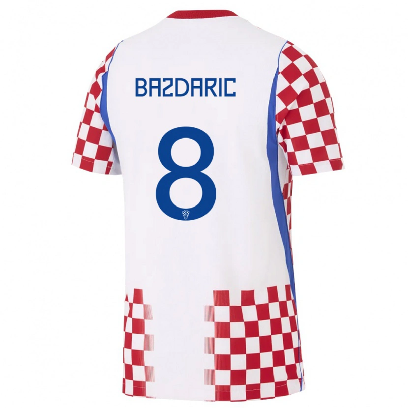 Danxen Kid Croatia Antonio Bazdaric #8 White Red Blue Home Jersey 26-28 T-Shirt