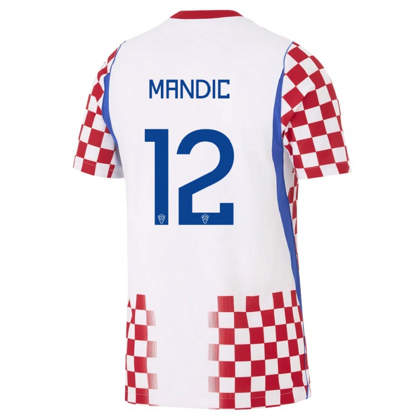 Danxen Kid Croatia Ivan Mandic #12 White Red Blue Home Jersey 26-28 T-Shirt