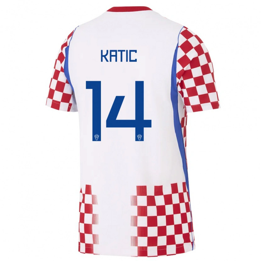 Danxen Kid Croatia Ivan Katic #14 White Red Blue Home Jersey 26-28 T-Shirt