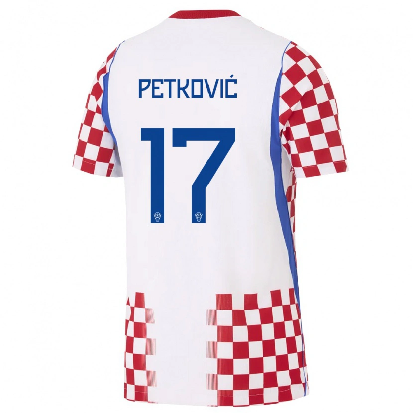 Danxen Kid Croatia Bruno Petkovic #17 White Red Blue Home Jersey 26-28 T-Shirt
