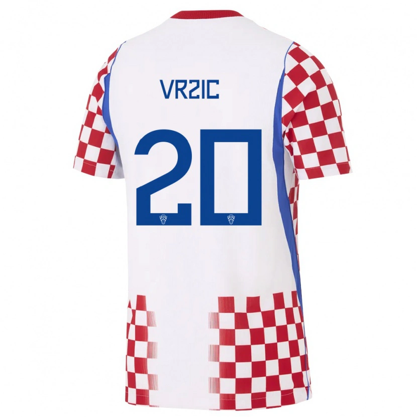 Danxen Kid Croatia Luka Vrzic #20 White Red Blue Home Jersey 26-28 T-Shirt