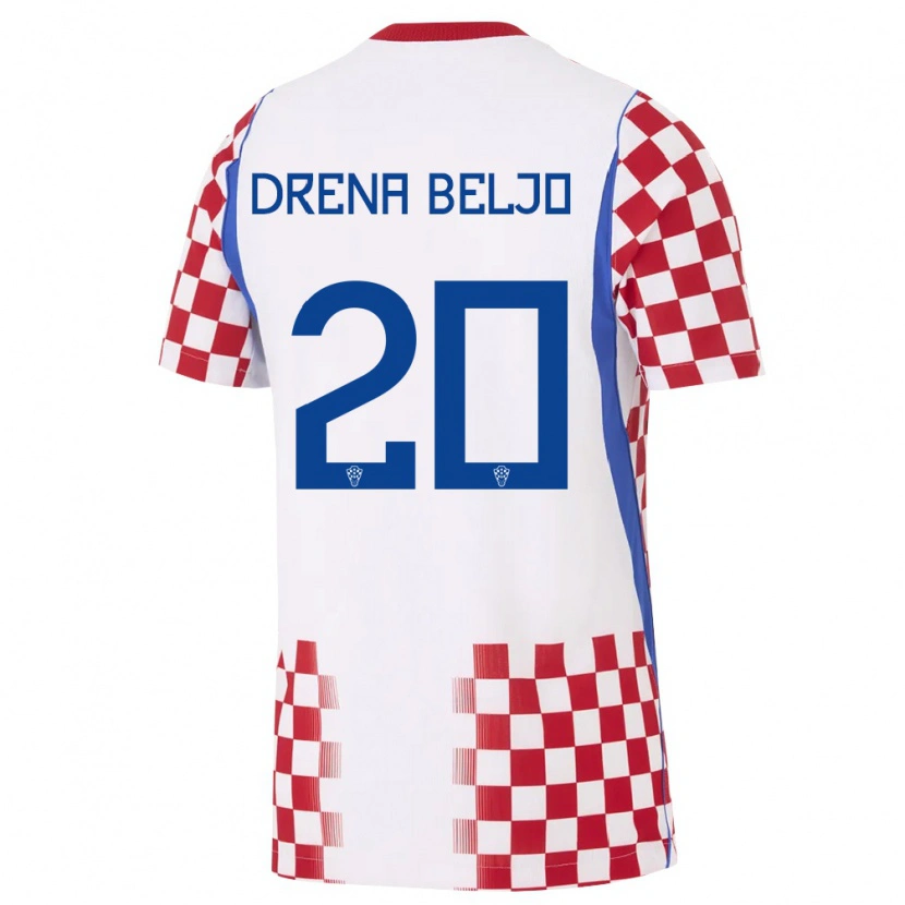 Danxen Kid Croatia Dion Drena Beljo #20 White Red Blue Home Jersey 26-28 T-Shirt