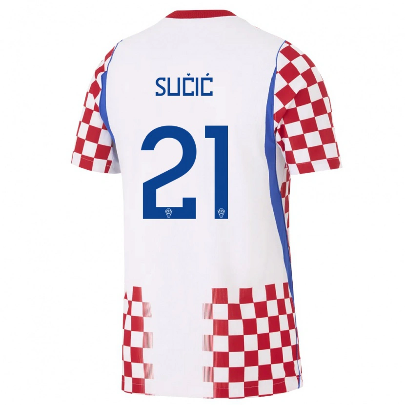 Danxen Kid Croatia Luka Sucic #21 White Red Blue Home Jersey 26-28 T-Shirt