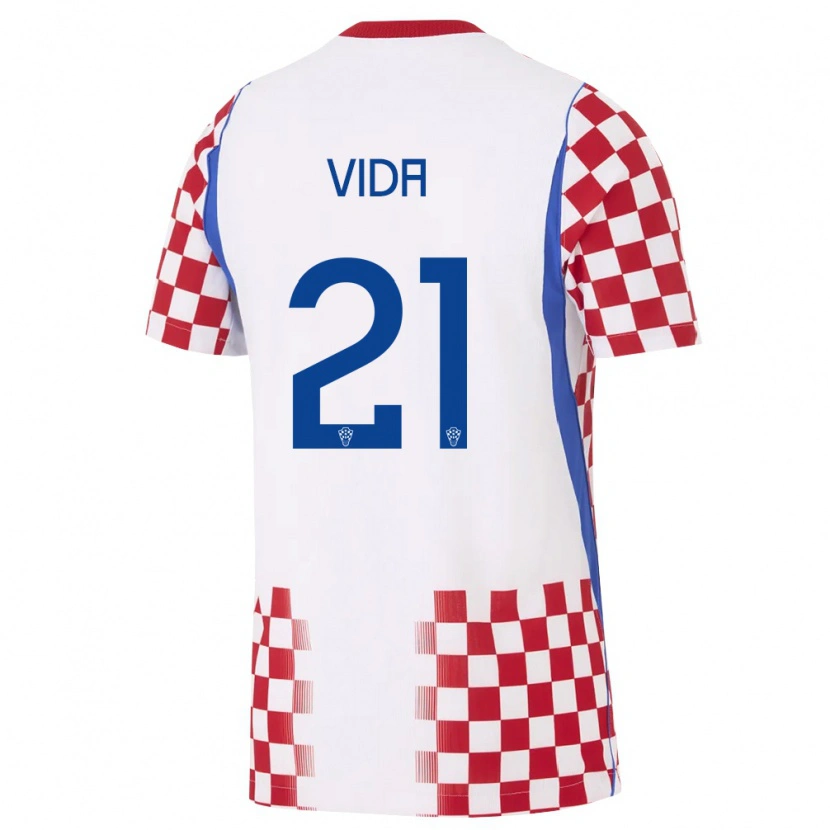 Danxen Kid Croatia Domagoj Vida #21 White Red Blue Home Jersey 26-28 T-Shirt