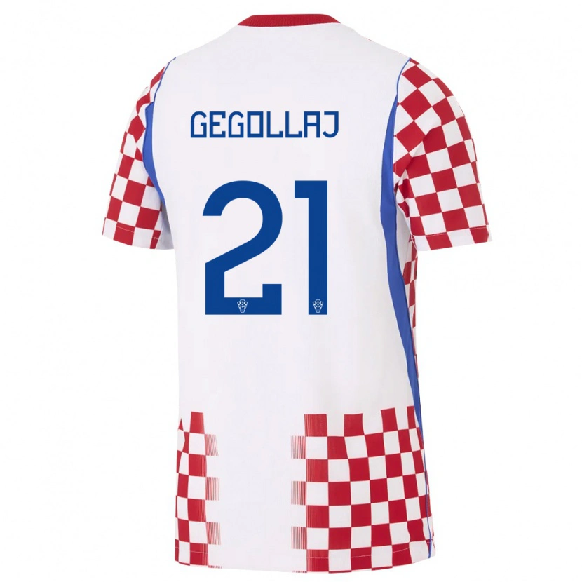 Danxen Kid Croatia Fatjesa Gegollaj #21 White Red Blue Home Jersey 26-28 T-Shirt