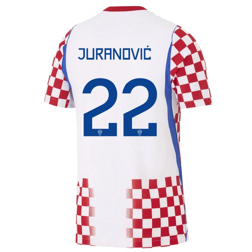 Danxen Kid Croatia Josip Juranovic #22 White Red Blue Home Jersey 26-28 T-Shirt