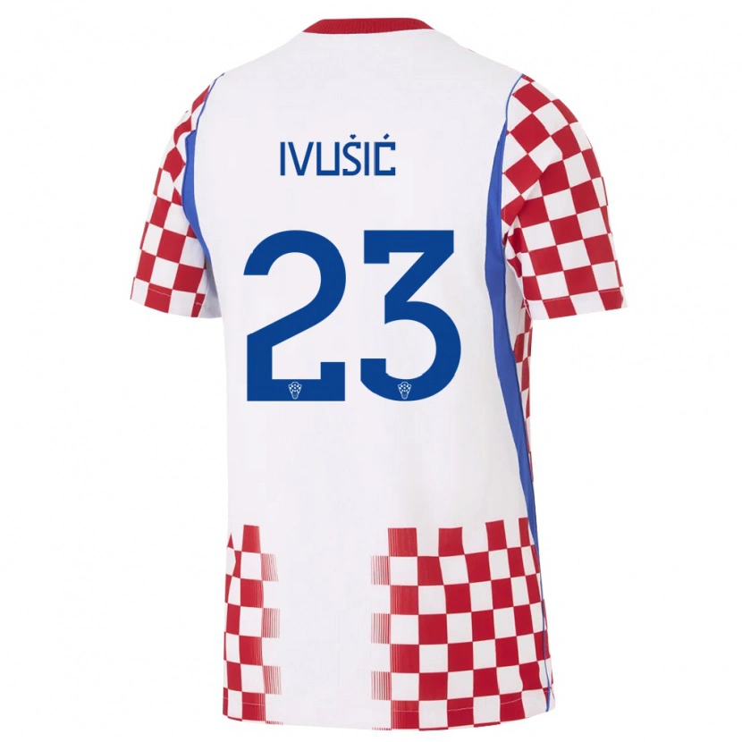 Danxen Kid Croatia Ivica Ivusic #23 White Red Blue Home Jersey 26-28 T-Shirt