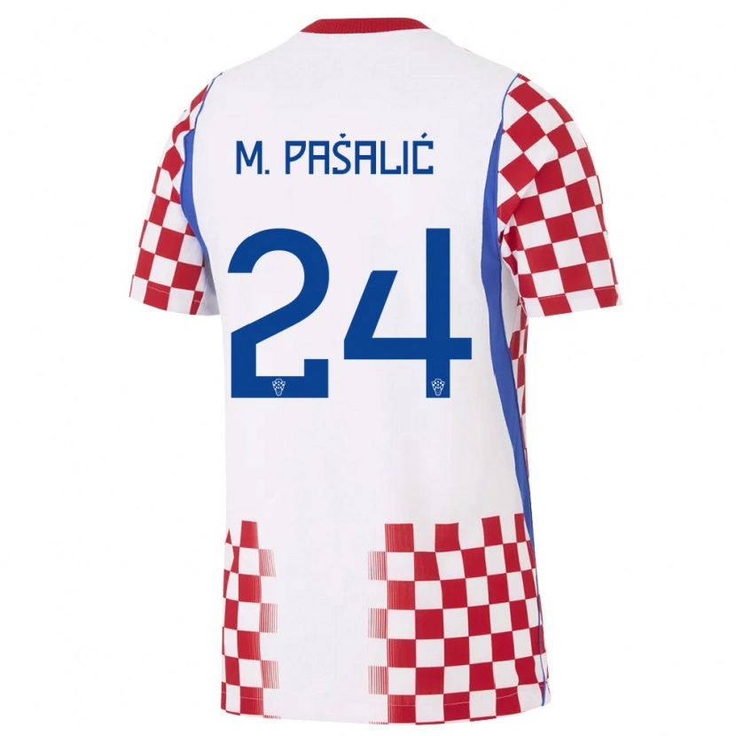 Danxen Kid Croatia Marco Pašalić #24 White Red Blue Home Jersey 26-28 T-Shirt
