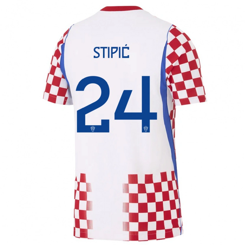 Danxen Kid Croatia Mihael Stipic #24 White Red Blue Home Jersey 26-28 T-Shirt