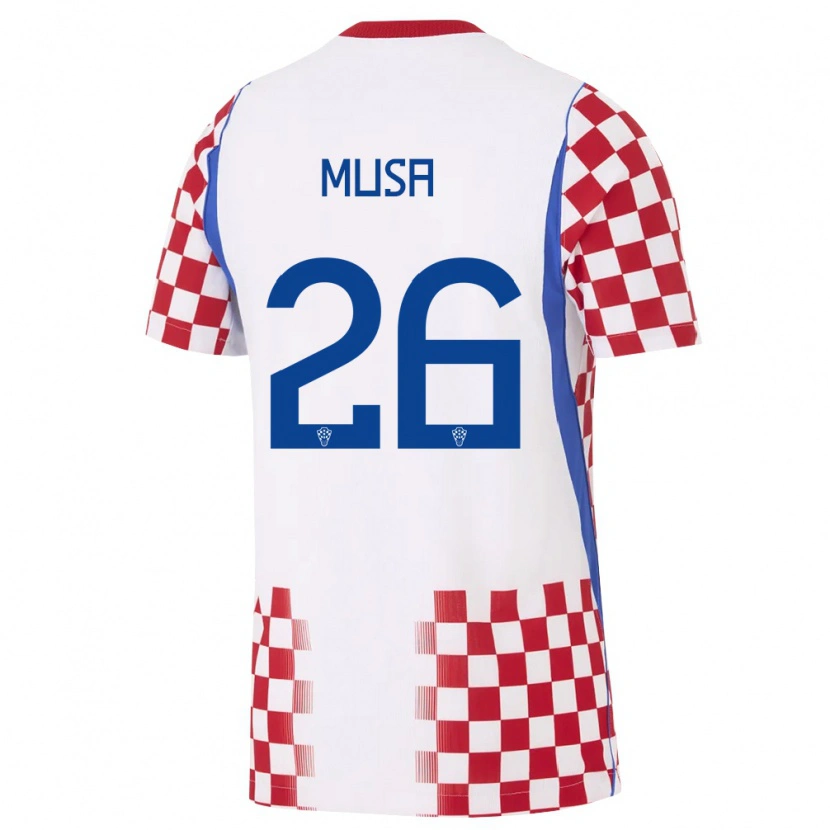 Danxen Kid Croatia Petar Musa #26 White Red Blue Home Jersey 26-28 T-Shirt