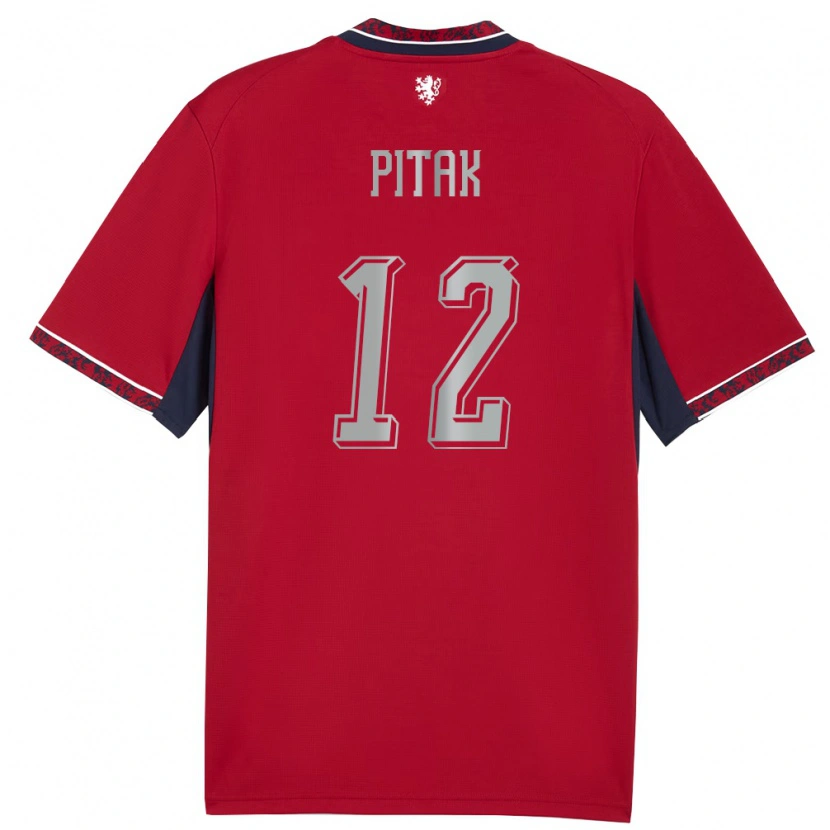 Danxen Kid Czech Republic Elias Pitak #12 Red White Navy Home Jersey 26-28 T-Shirt