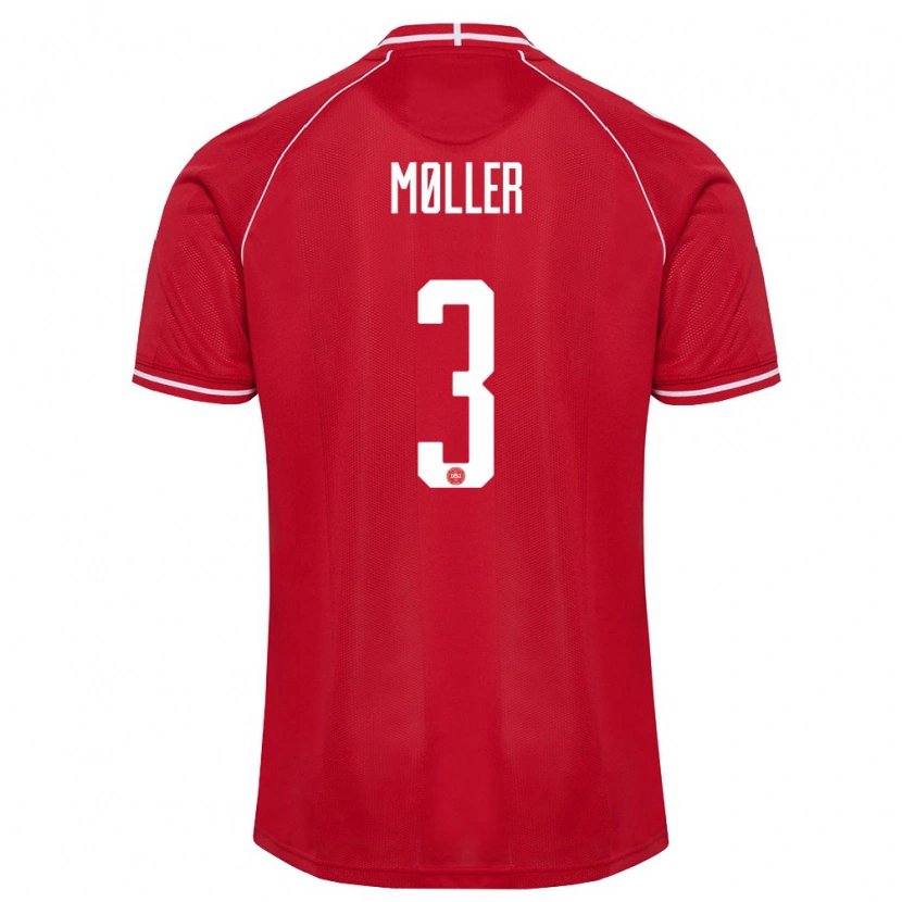Danxen Kid Denmark William Møller #3 Red White Home Jersey 26-28 T-Shirt