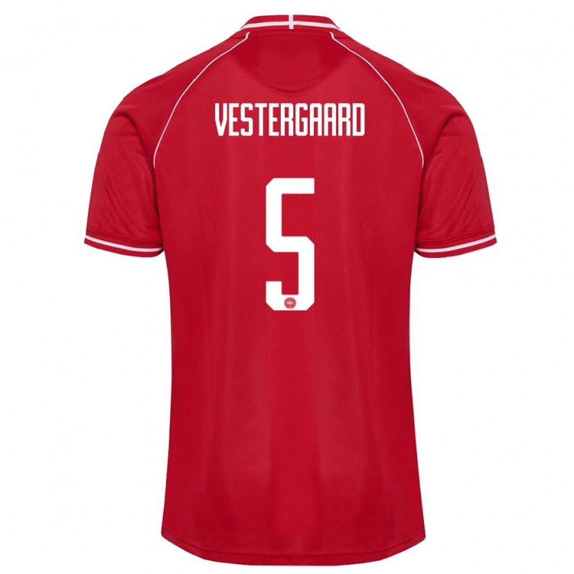 Danxen Kid Denmark Frederik Vestergaard #5 Red White Home Jersey 26-28 T-Shirt