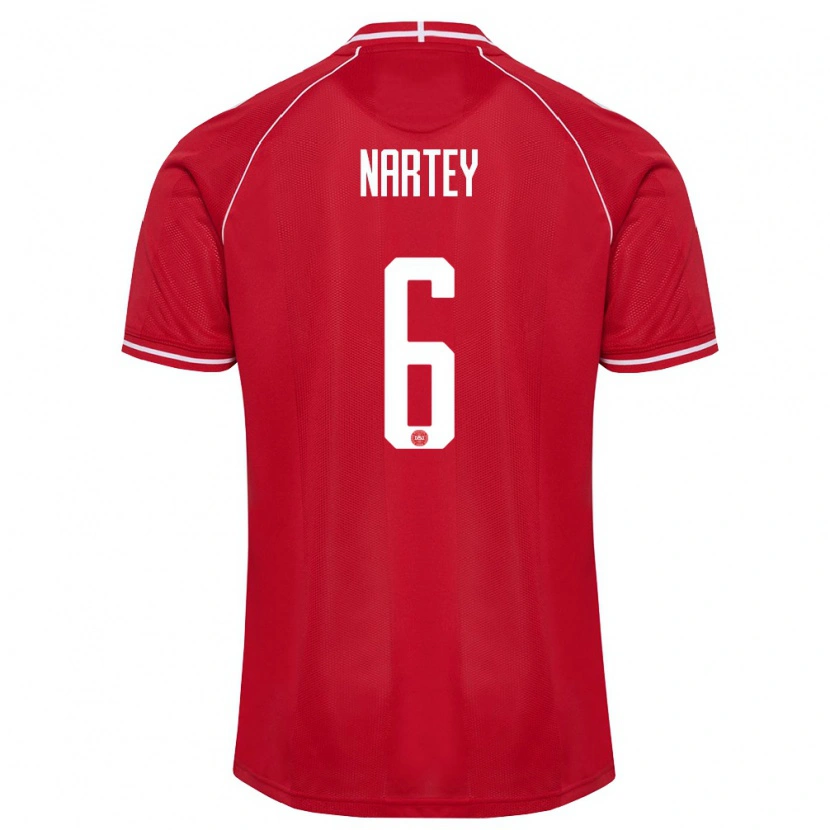 Danxen Kid Denmark Nikolas Nartey #6 Red White Home Jersey 26-28 T-Shirt