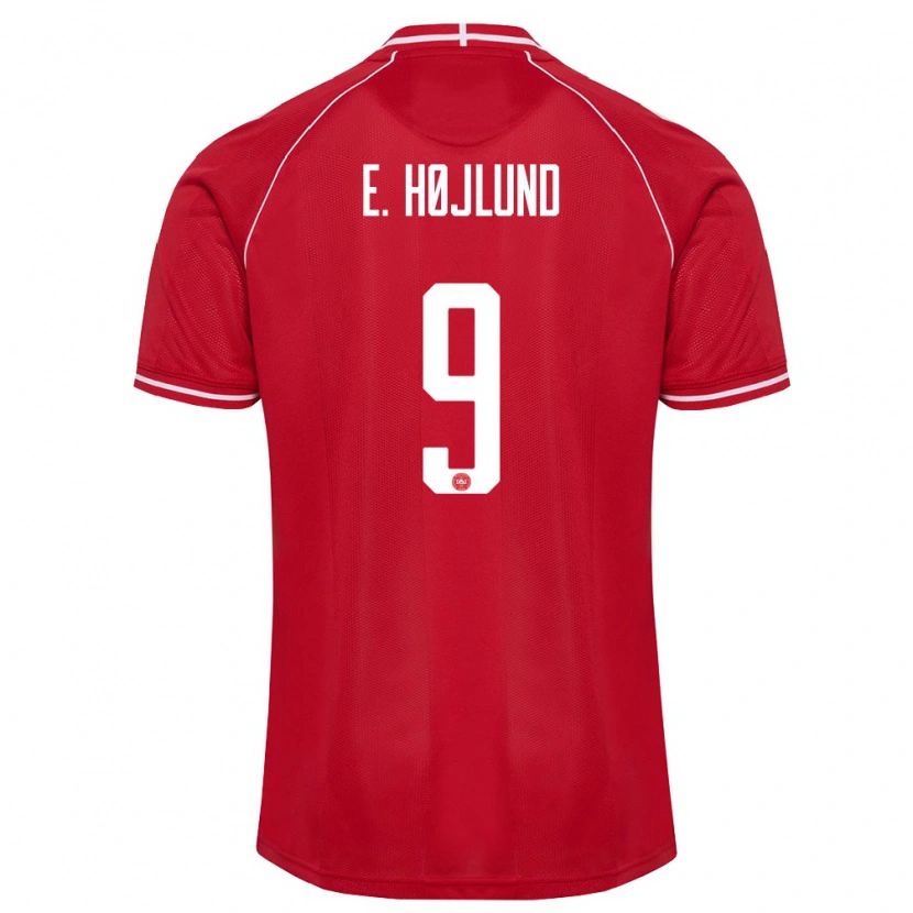 Danxen Kid Denmark Emil Højlund #9 Red White Home Jersey 26-28 T-Shirt