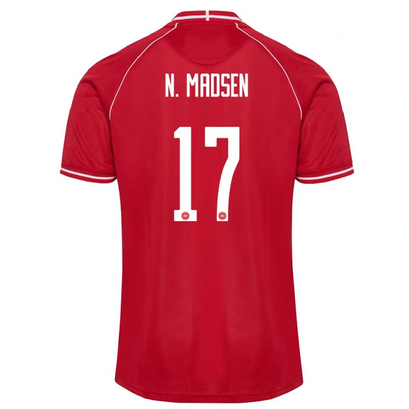 Danxen Kid Denmark Nicolas Madsen #17 Red White Home Jersey 26-28 T-Shirt