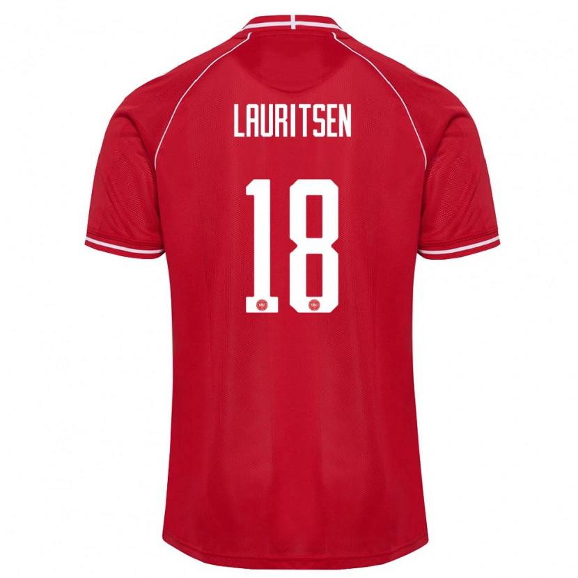 Danxen Kid Denmark Tobias Lauritsen #18 Red White Home Jersey 26-28 T-Shirt
