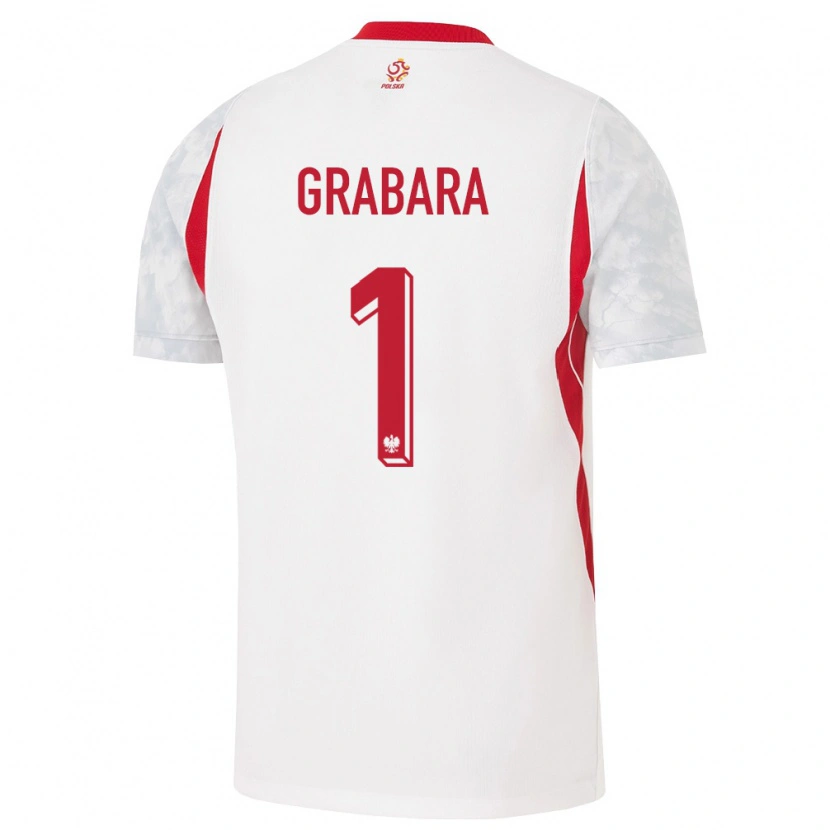 Danxen Kid Poland Kamil Grabara #1 White Red Gray Home Jersey 26-28 T-Shirt