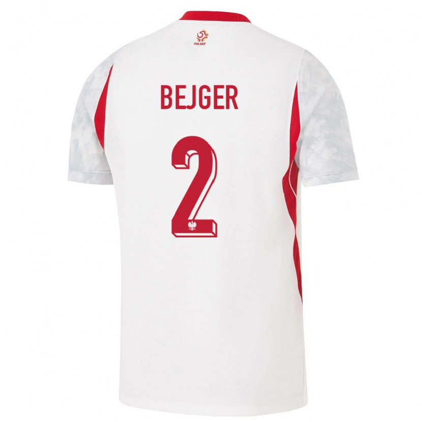 Danxen Kid Poland Lukasz Bejger #2 White Red Gray Home Jersey 26-28 T-Shirt