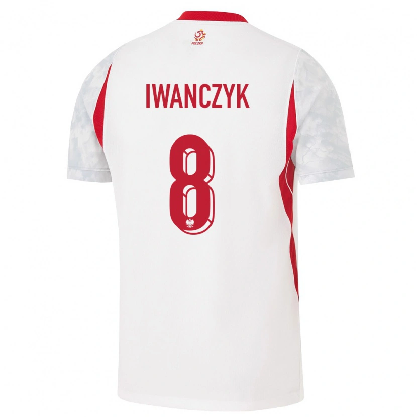 Danxen Kid Poland Aleksander Iwanczyk #8 White Red Gray Home Jersey 26-28 T-Shirt