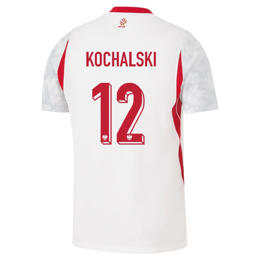 Danxen Kid Poland Mateusz Kochalski #12 White Red Gray Home Jersey 26-28 T-Shirt
