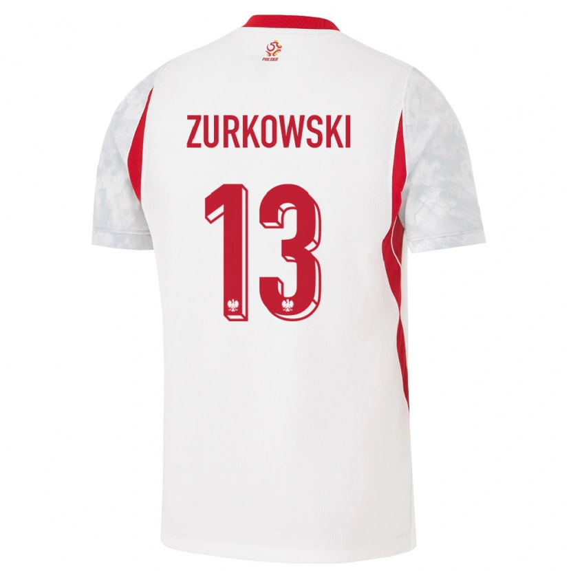 Danxen Kid Poland Szymon Zurkowski #13 White Red Gray Home Jersey 26-28 T-Shirt