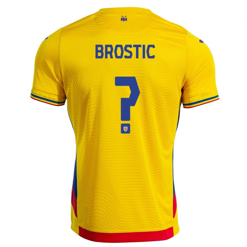 Danxen Kid Romania Gabriel Broștic #0 Yellow Red Home Jersey 26-28 T-Shirt