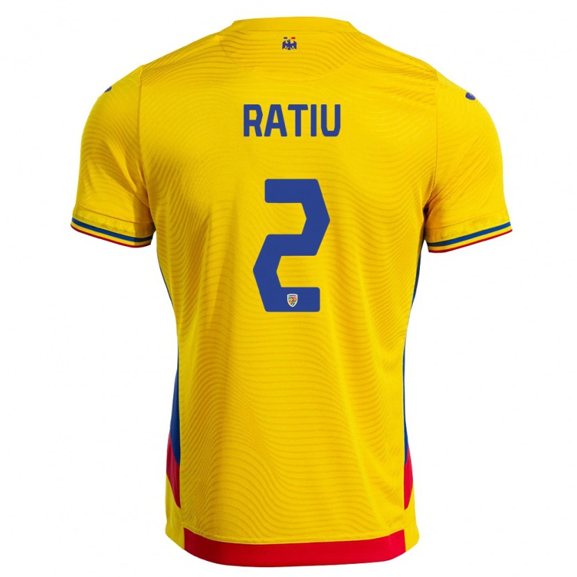 Danxen Kid Romania Andrei Rațiu #2 Yellow Red Home Jersey 26-28 T-Shirt