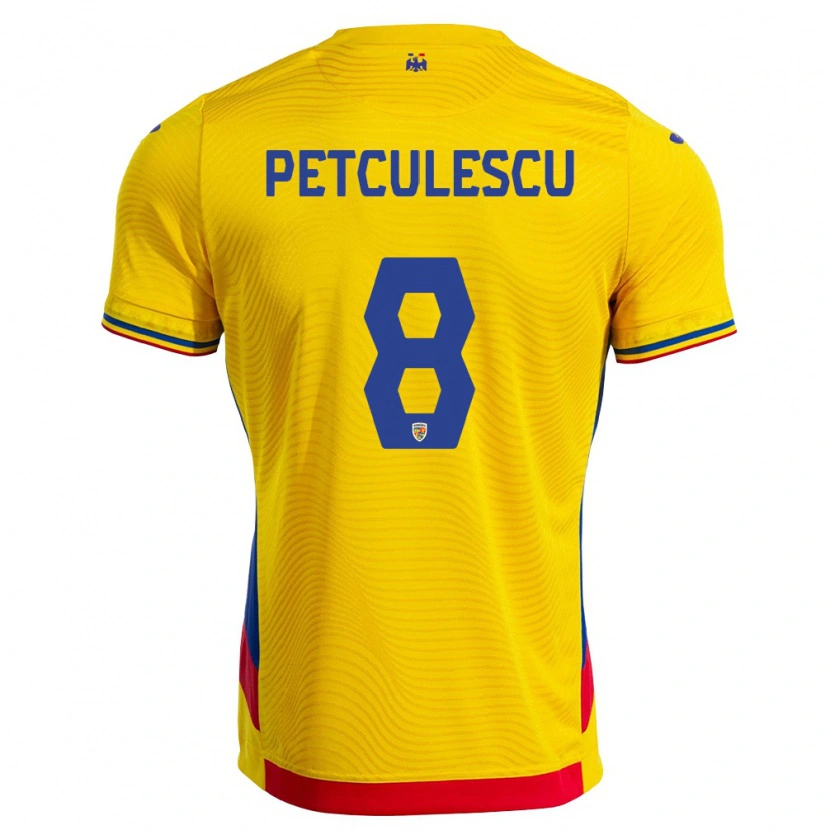 Danxen Kid Romania Robert Petculescu #8 Yellow Red Home Jersey 26-28 T-Shirt