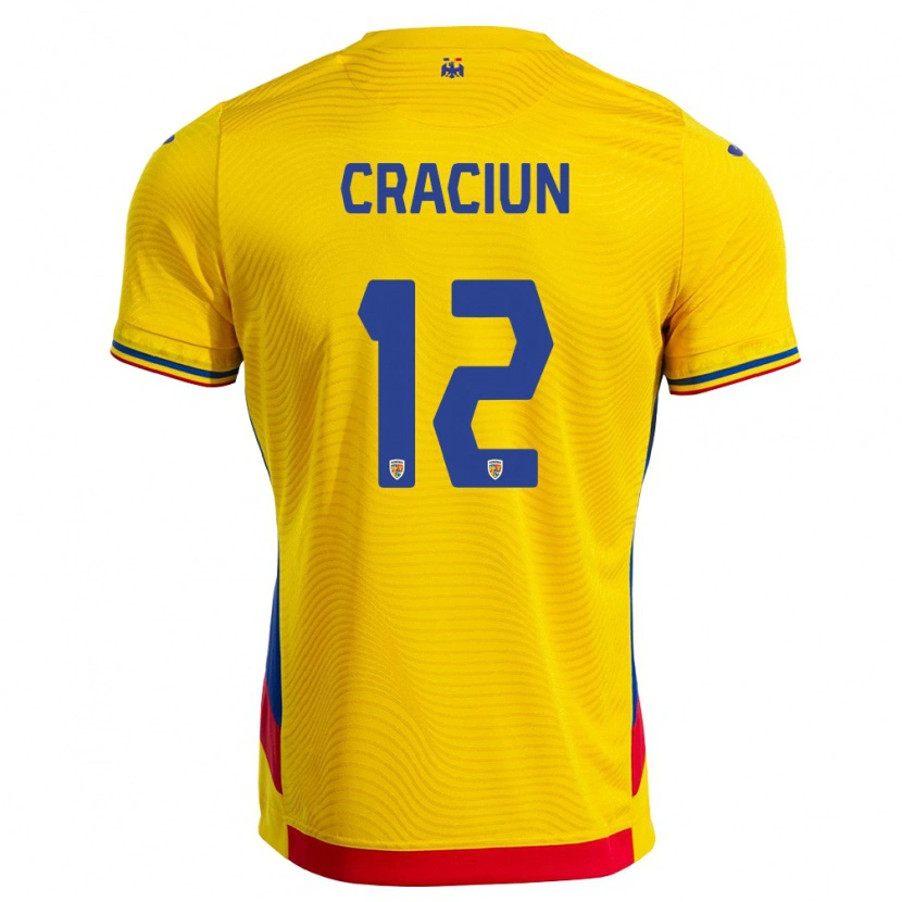 Danxen Kid Romania Luca Crăciun #12 Yellow Red Home Jersey 26-28 T-Shirt