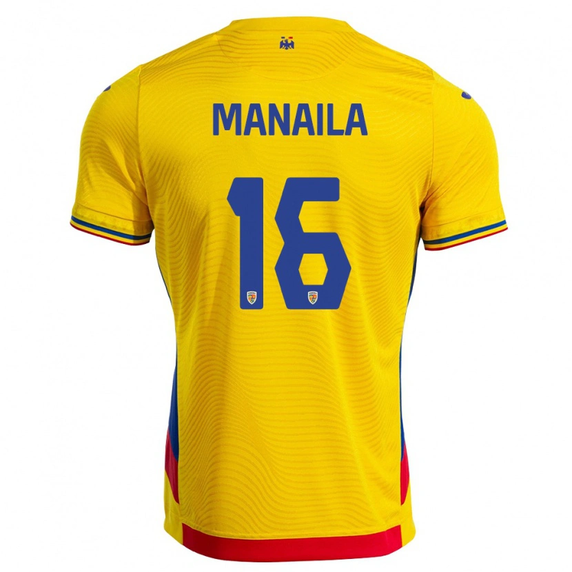 Danxen Kid Romania Erik Mănăilă #16 Yellow Red Home Jersey 26-28 T-Shirt