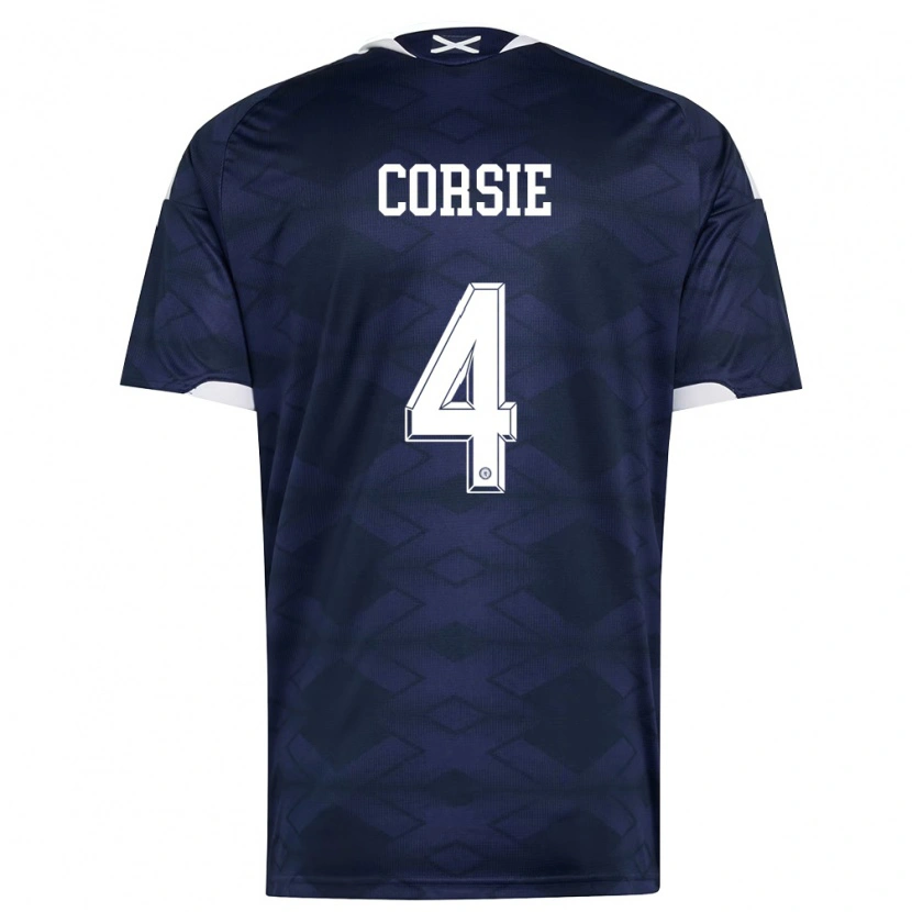 Danxen Kid Scotland Rachel Corsie #4 Navy White Home Jersey 26-28 T-Shirt