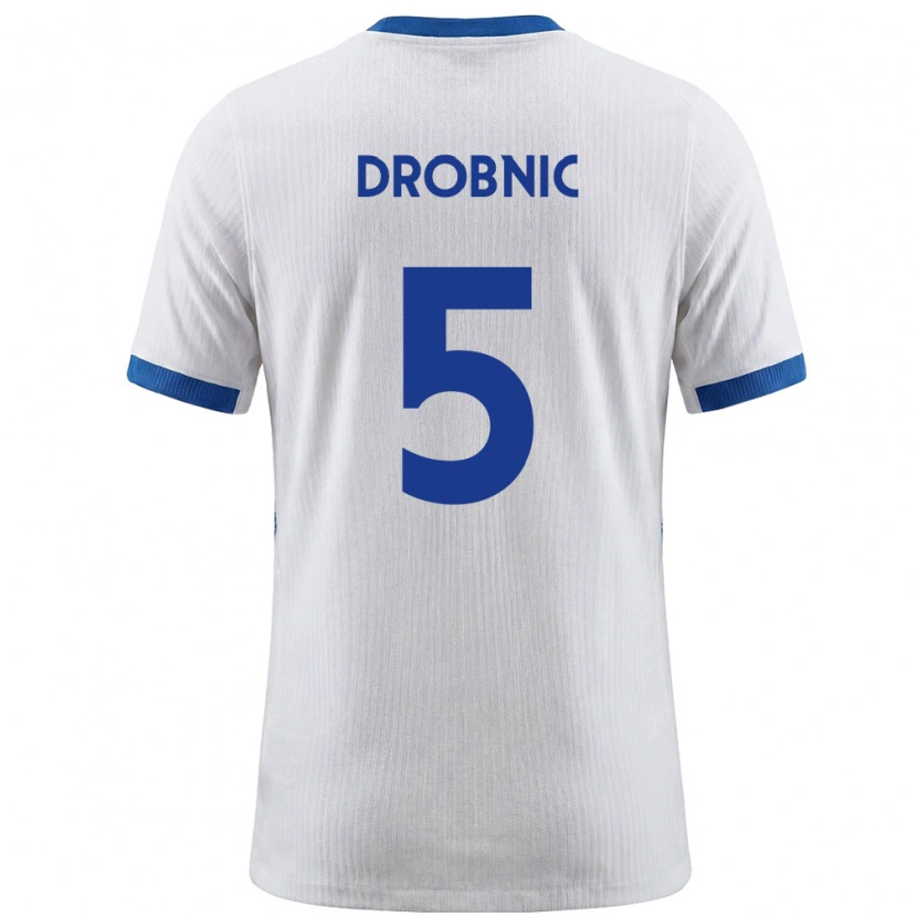 Danxen Kid Slovenia Dominik Drobnic #5 White Blue Home Jersey 26-28 T-Shirt