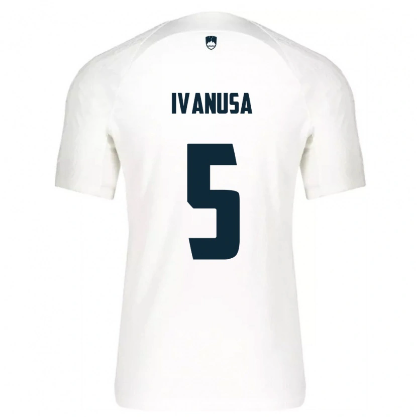 Danxen Kid Slovenia Lara Ivanuša #5 White Blue Home Jersey 26-28 T-Shirt