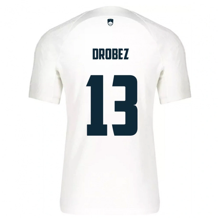 Danxen Kid Slovenia Timotej Drobez #13 White Blue Home Jersey 26-28 T-Shirt