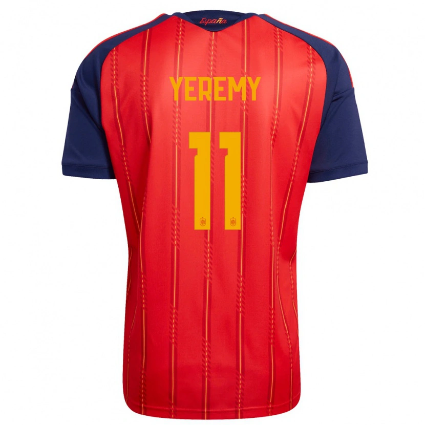 Danxen Kid Spain Yéremy Pino #11 Red Navy Yellow Home Jersey 26-28 T-Shirt