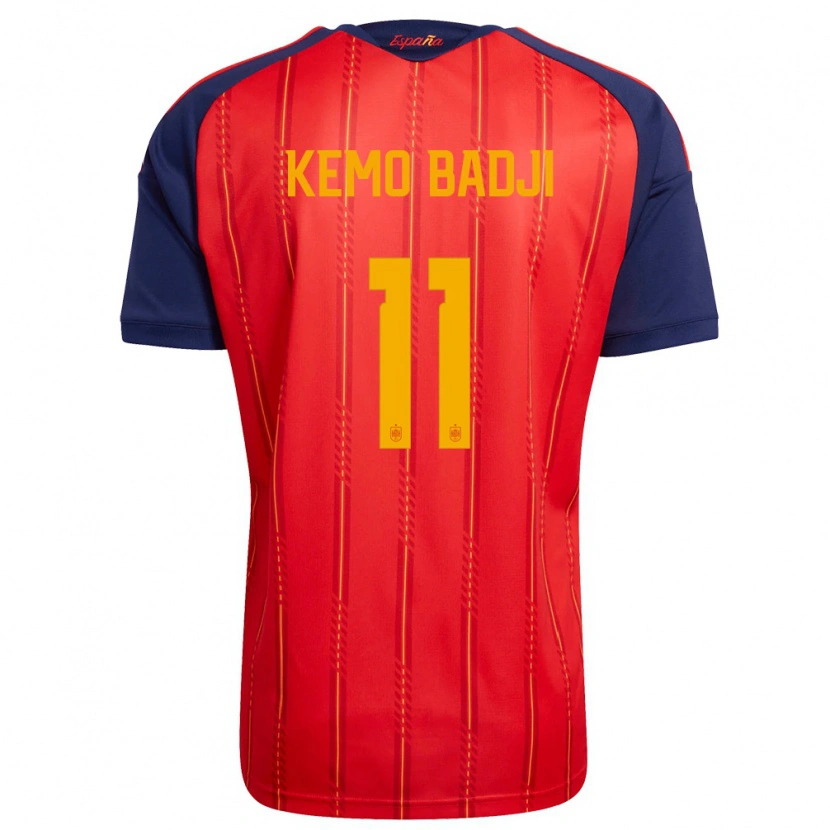 Danxen Kid Spain Abdou Kemo Badji #11 Red Navy Yellow Home Jersey 26-28 T-Shirt