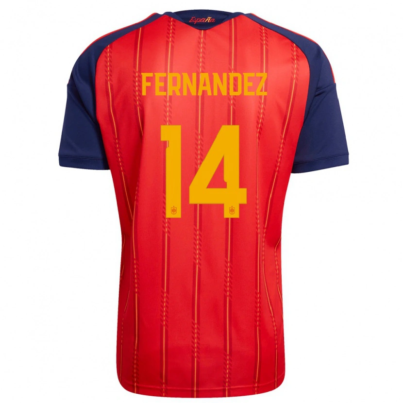 Danxen Kid Spain Nicolás Fernández #14 Red Navy Yellow Home Jersey 26-28 T-Shirt