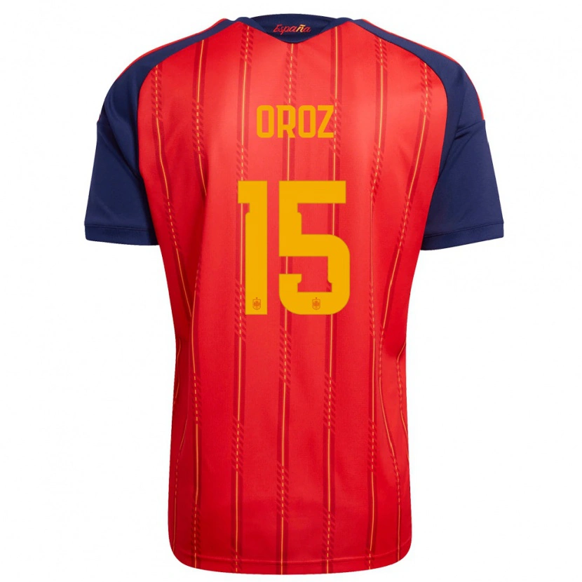 Danxen Kid Spain Maite Oroz #15 Red Navy Yellow Home Jersey 26-28 T-Shirt