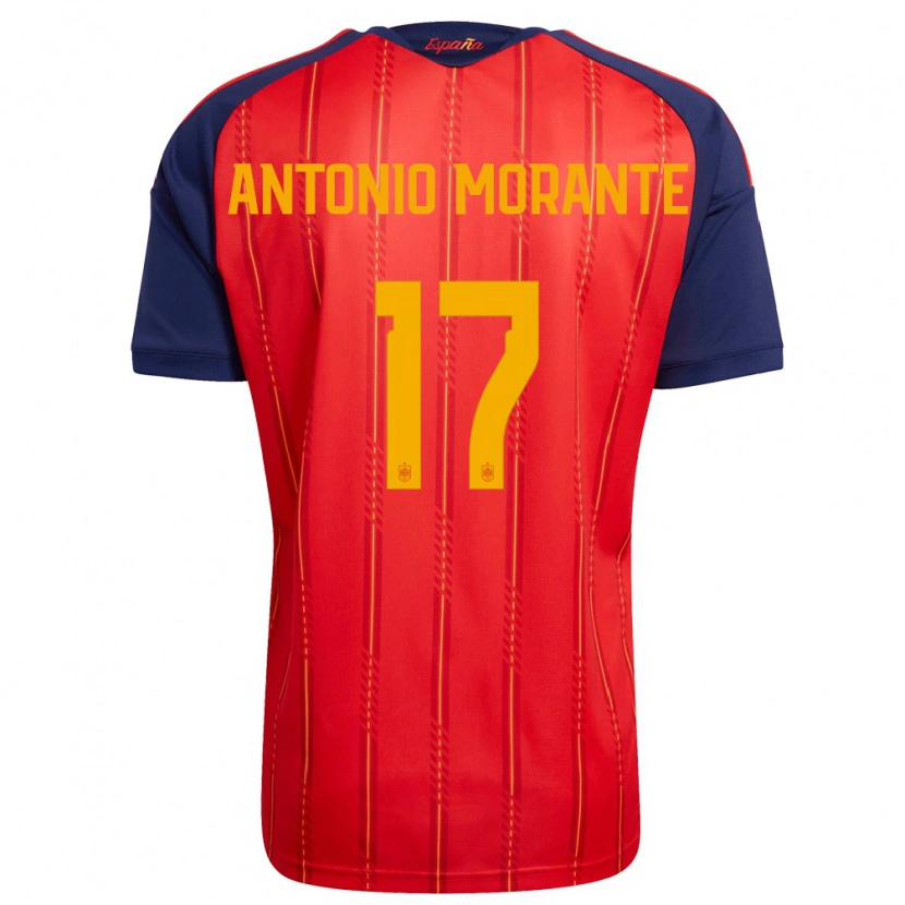 Danxen Kid Spain José Antonio Morante #17 Red Navy Yellow Home Jersey 26-28 T-Shirt