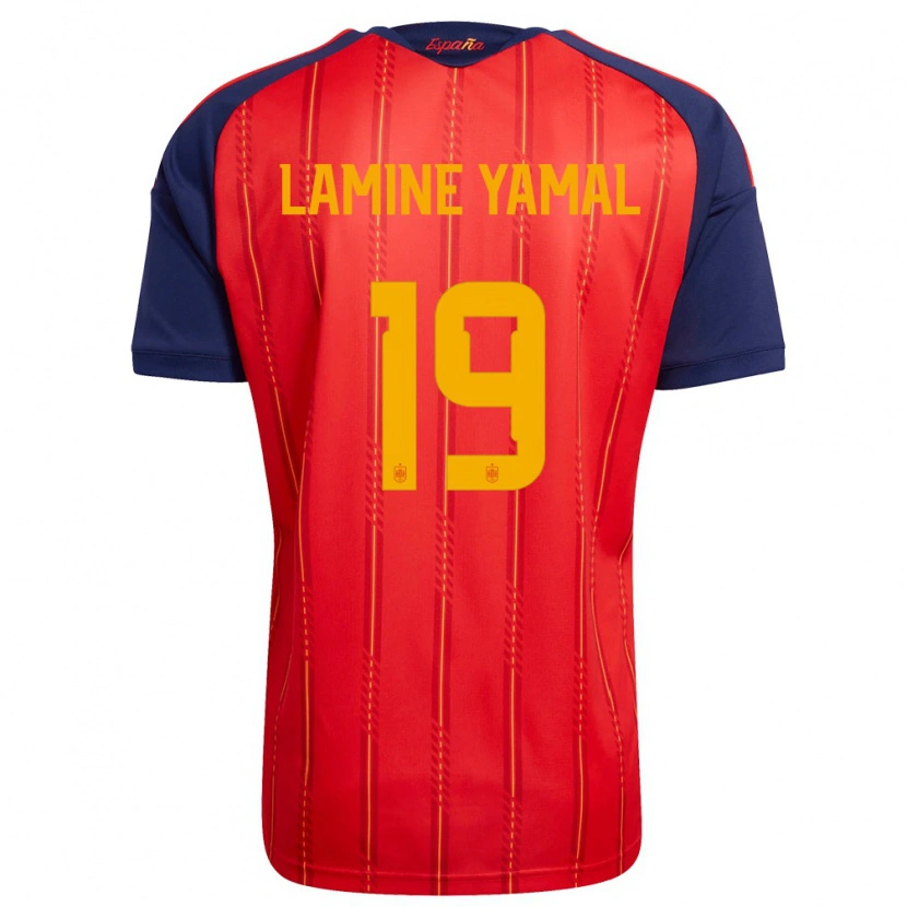 Danxen Kid Spain Lamine Yamal #19 Red Navy Yellow Home Jersey 26-28 T-Shirt