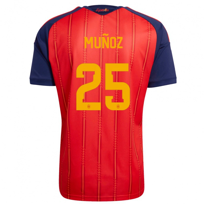 Danxen Kid Spain Víctor Muñoz #25 Red Navy Yellow Home Jersey 26-28 T-Shirt