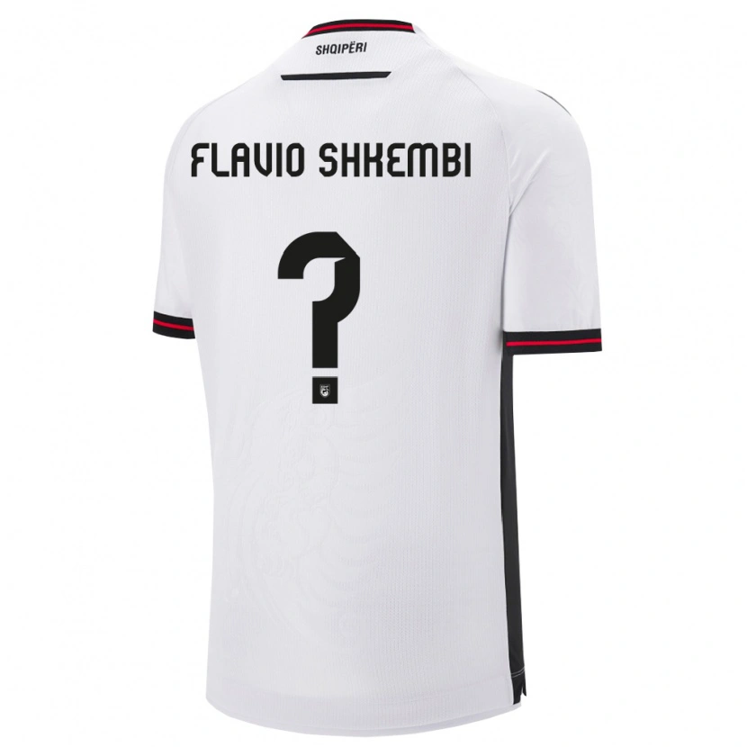 Danxen Kid Albania Flavio Shkembi #0 White Black Away Jersey 26-28 T-Shirt
