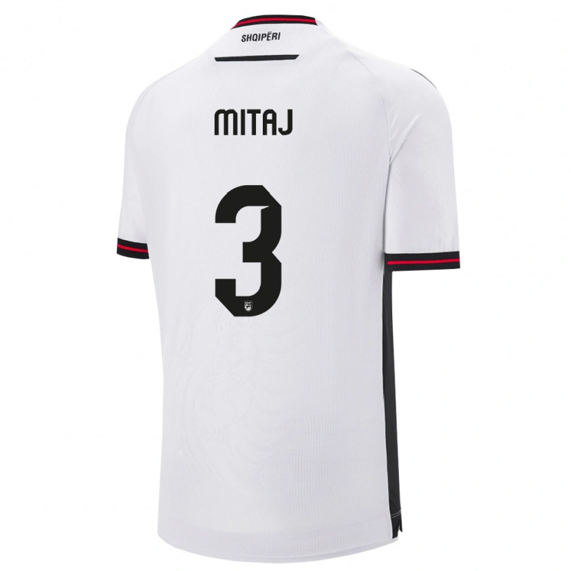 Danxen Kid Albania Mario Mitaj #3 White Black Away Jersey 26-28 T-Shirt