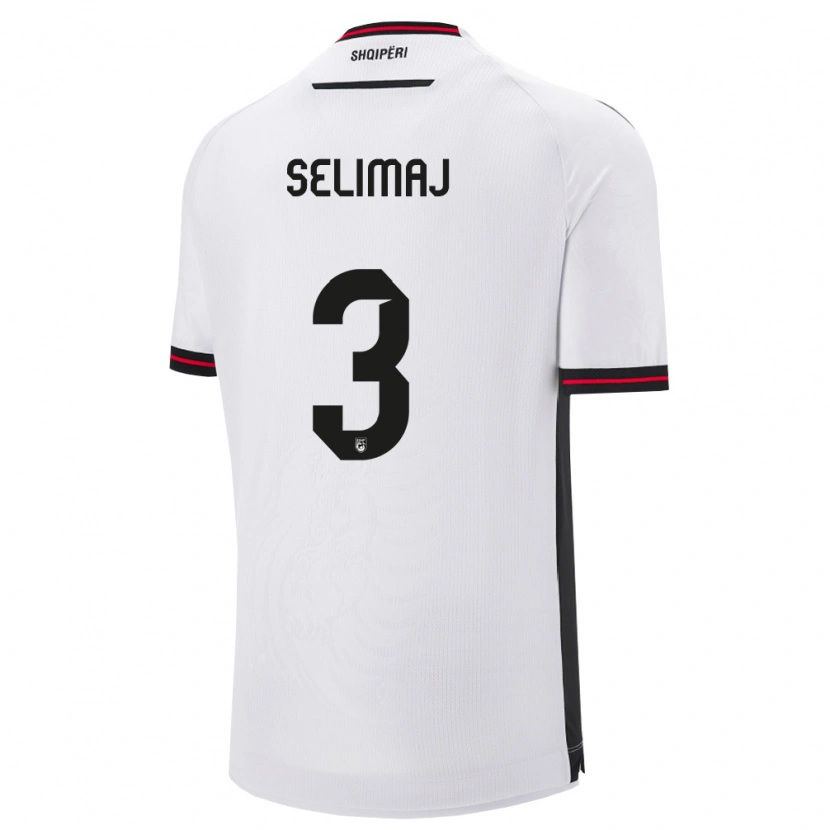 Danxen Kid Albania Ermis Selimaj #3 White Black Away Jersey 26-28 T-Shirt