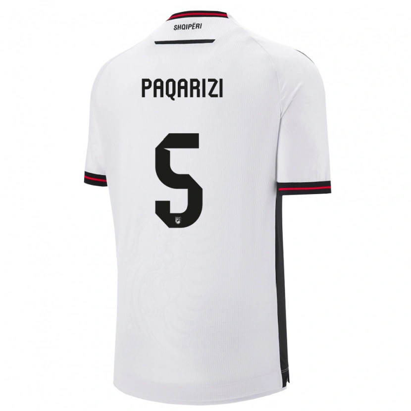 Danxen Kid Albania Vesa Paqarizi #5 White Black Away Jersey 26-28 T-Shirt