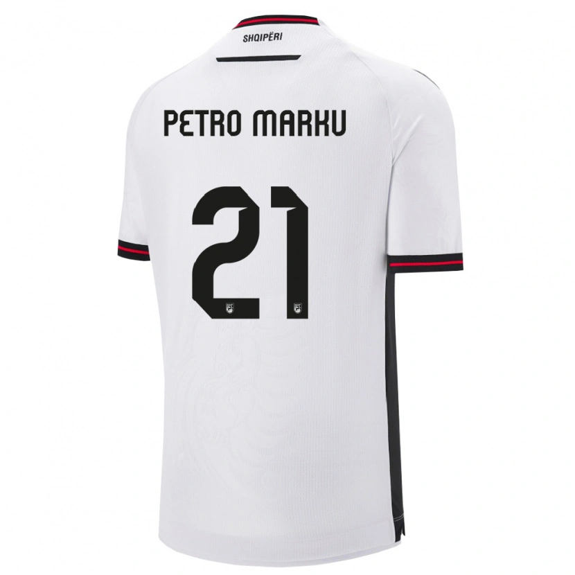 Danxen Kid Albania Petro Marku #21 White Black Away Jersey 26-28 T-Shirt